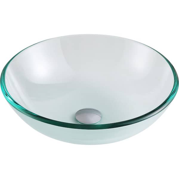 ANZZI Etude Series Round Glass Vessel Sink in Lustrous Clear
