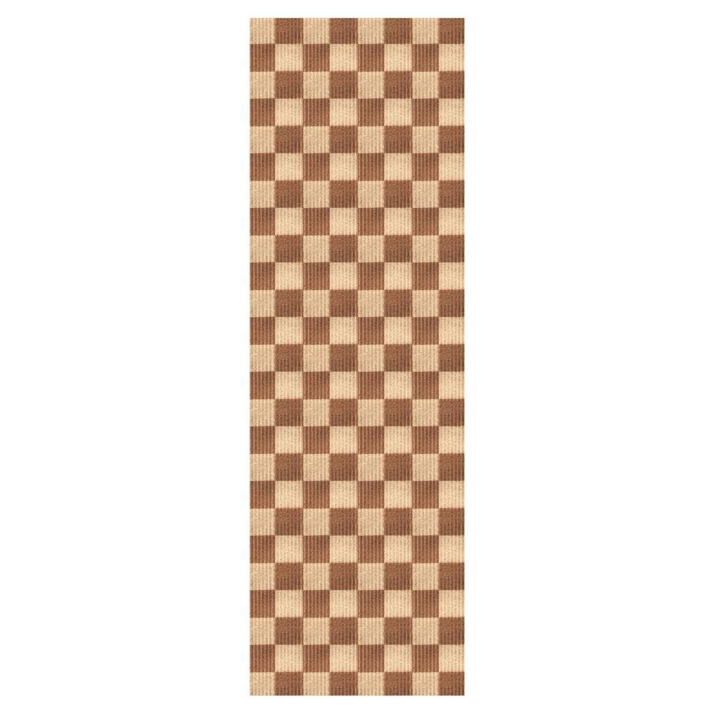 Heavy Duty Checkered Beige and Brown 36 in. W x 36 ft. L Indoor/Outdoor Runner Rug price history on PriceWatchPro
