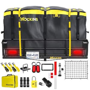 500 lbs. Capacity 60 in. x 24 in. x 14 in. Hitch Cargo Carrier w/High Rails, Rear Lights, 30 CuFt Cargo Bag, Net, Straps