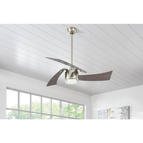 Home Decorators Collection Merille 52 in LED Brushed Nickel Ceiling Fan 
