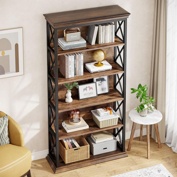 トラックファニチャー QUATTRO BOOKSHELF TRIBESIGNS WAY TO ORIGIN Kaduna 70.9 in. Tall Brown Wooden 5-Shelf
