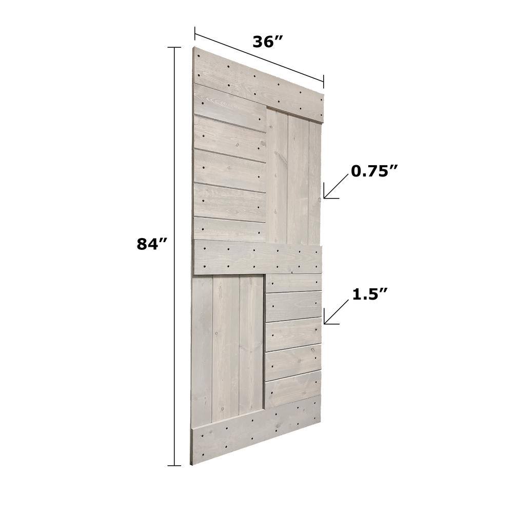Coast Sequoia 72" x 84" Light Gray Knotty Pine Wood Double Sliding Barn Door with Hardware Kit
