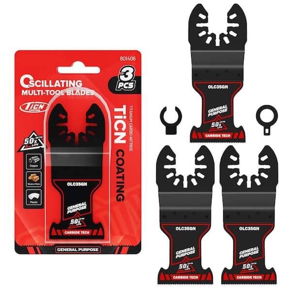 Unbranded Obsidian Carbide Oscillating Saw Blades Multi-Material Quick Release for Metal Nails Wood Plaster Drywall PVC (3-Pack)