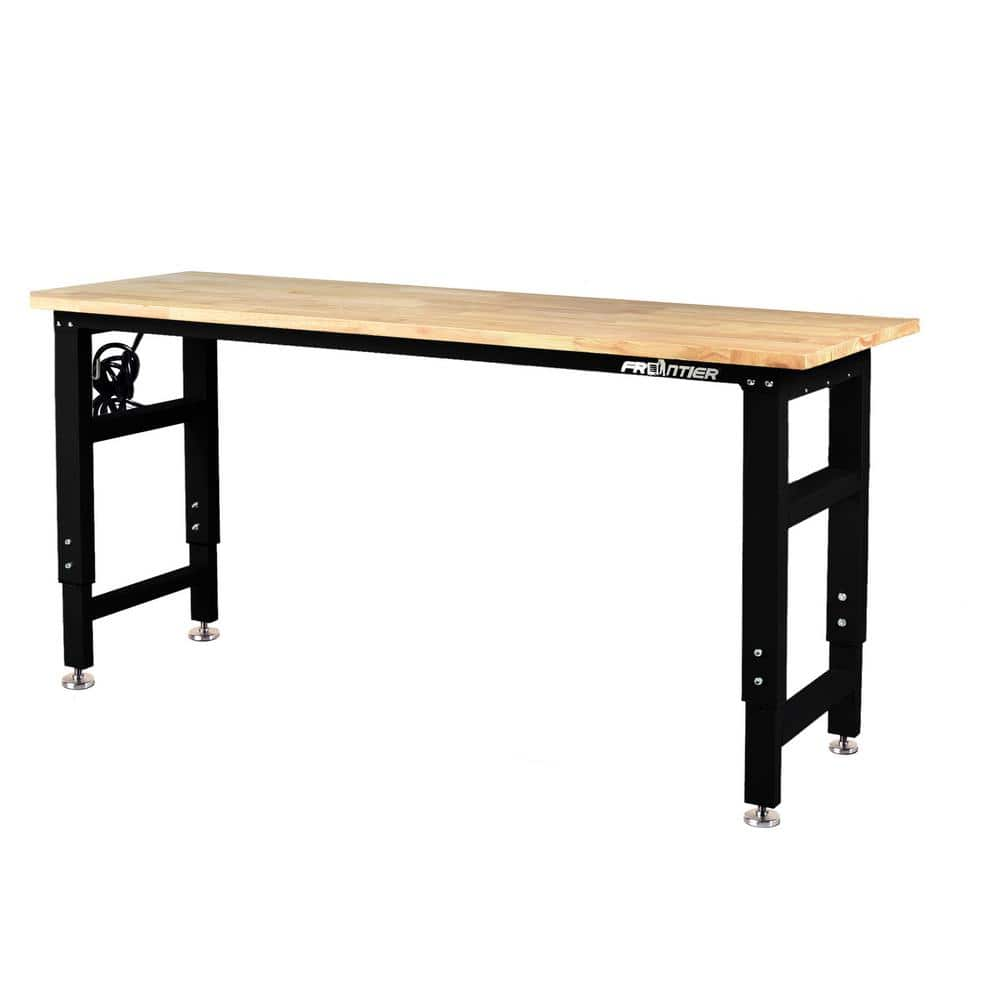 Frontier 72 in. W x 24 in. D Adjustable Height Wood Top Workbench Table ...