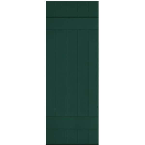 Ekena Millwork 17-1/2 in. x 45 in. Lifetime Vinyl Custom Five Board Joined Board and Batten Shutters Pair Midnight Green