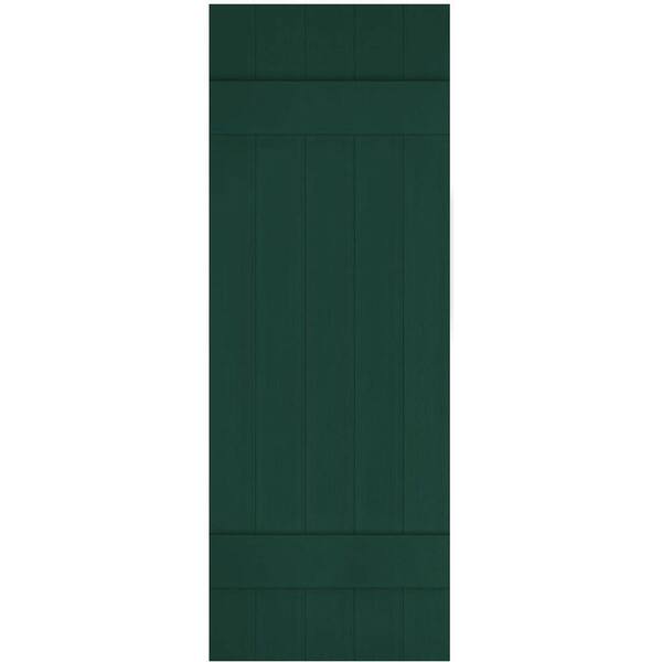 Ekena Millwork 17-1/2 in. x 47 in. Lifetime Vinyl Custom Five Board Joined Board and Batten Shutters Pair Midnight Green
