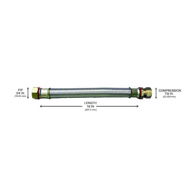 3/4 in. FIP x 7/8 in. Compression x 18 in. Stainless Steel Water Heater Supply Line