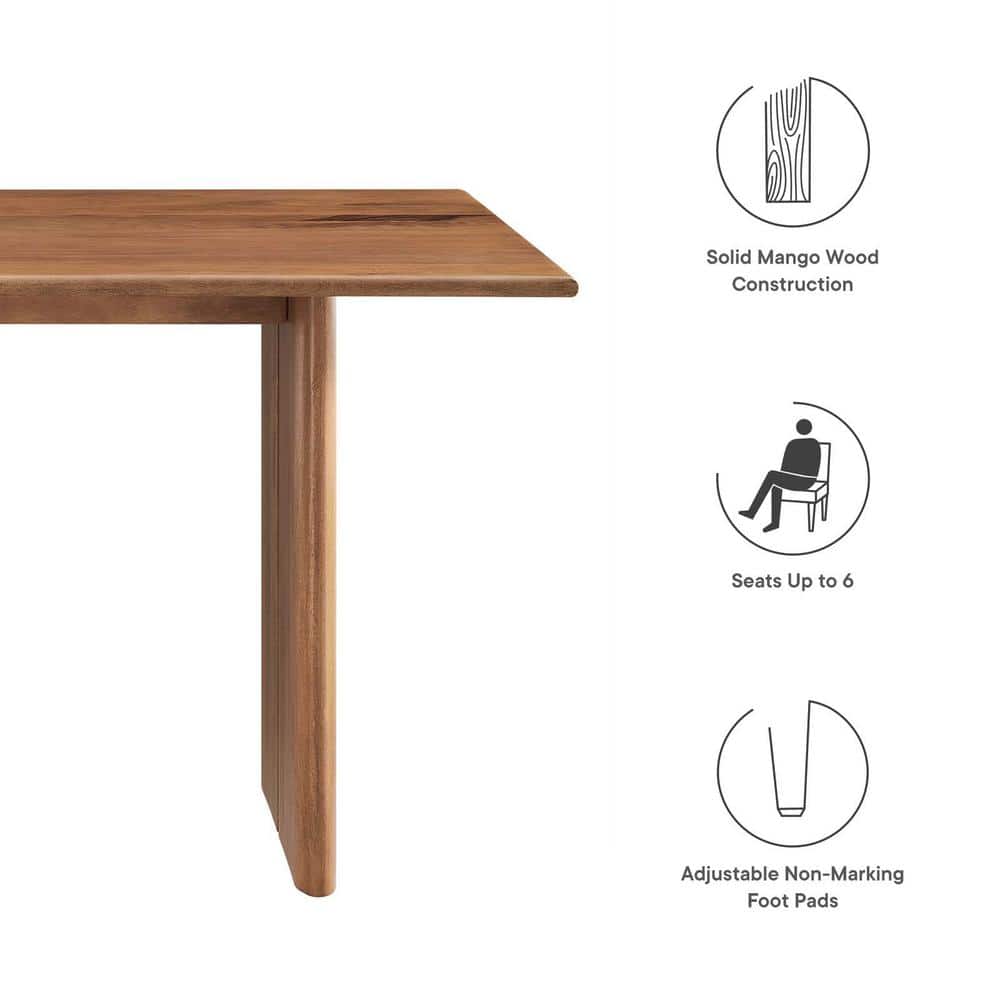Amistad 60" Walnut Mango Wood Farmhouse Dining Table