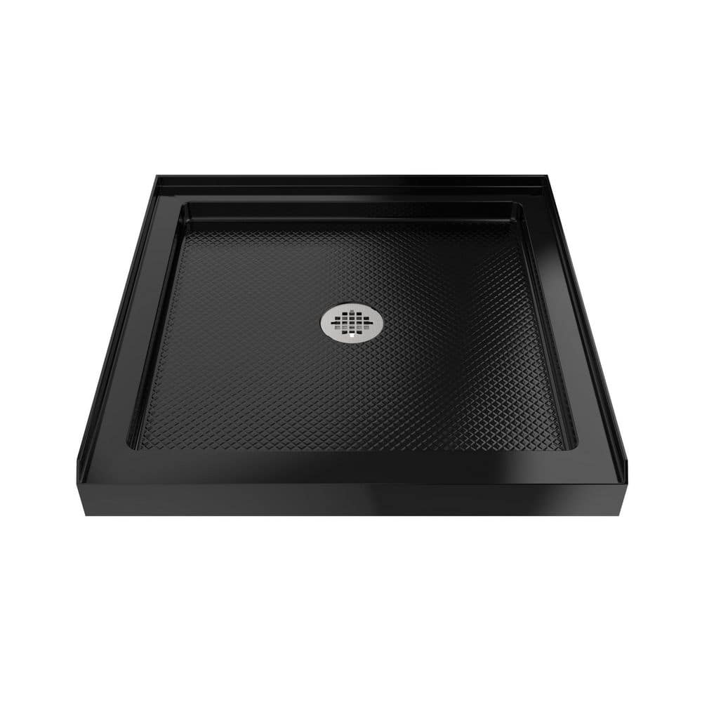 SlimLine 36 in. L x 36 in. W Alcove Square Black Shower Pan Base with 2 in. Round Center Drain in Brushed Nickel price history on PriceWatchPro
