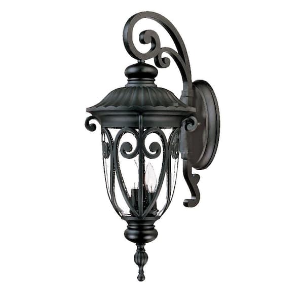 Acclaim Lighting Naples Collection 3-Light Matte Black Outdoor Wall Lantern Sconce