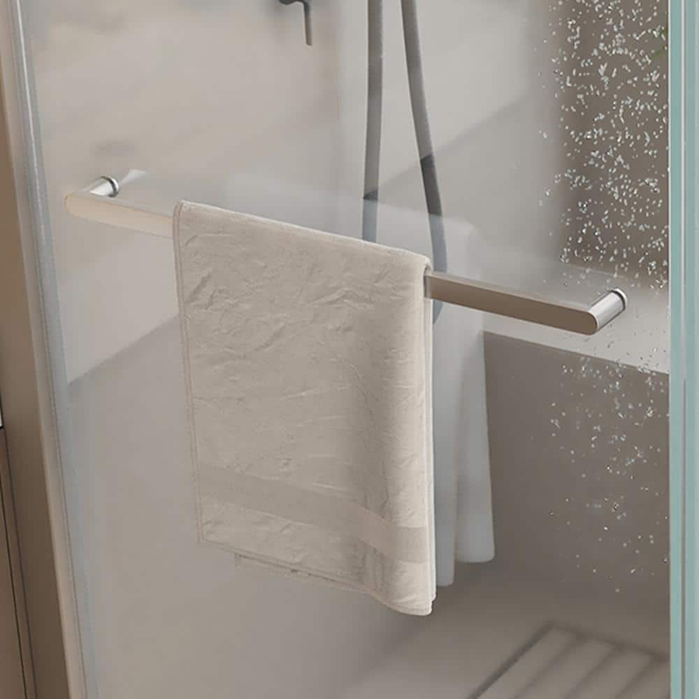 Chrome Frameless Sliding Shower Door with Tempered Glass, 60 x 76 inches