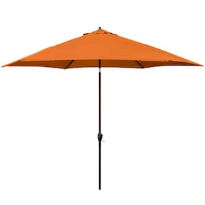 11 ft. Aluminum Market Patio Umbrella with Crank Lift and Push-Button Tilt in Polyester Tuscan