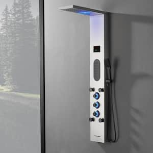 5-Jet Rainfall Shower Panel System with Rainfall Shower Head and Shower Wand Shower Tower With LED Light in Black Nickel