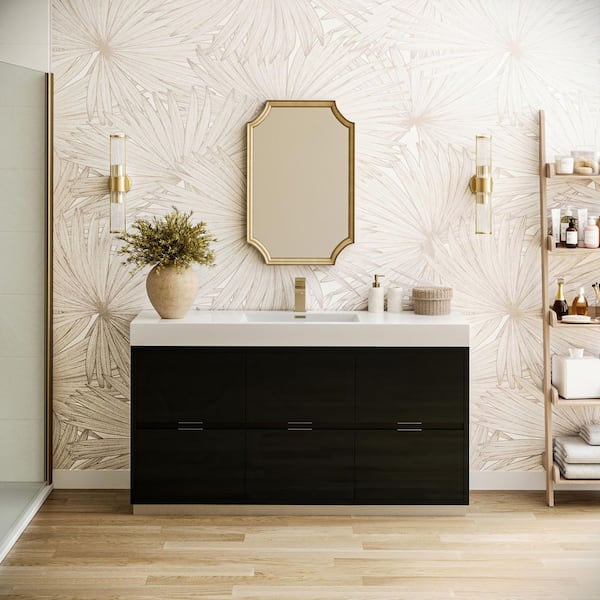 Valencia 60 in. W Bathroom Vanity in Dark Slate Gray with Double Acrylic Vanity Top in White