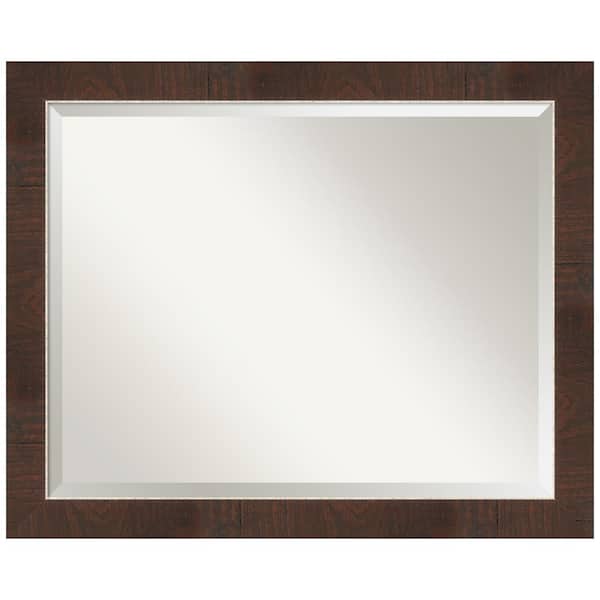 Amanti Art Medium Rectangle Wildwood Brown Beveled Glass Casual Mirror (26 in. H x 32 in. W)