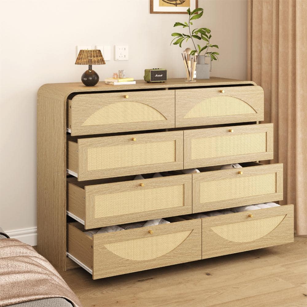 47.2 in. W Natural Wood Buffet with 8 Drawers