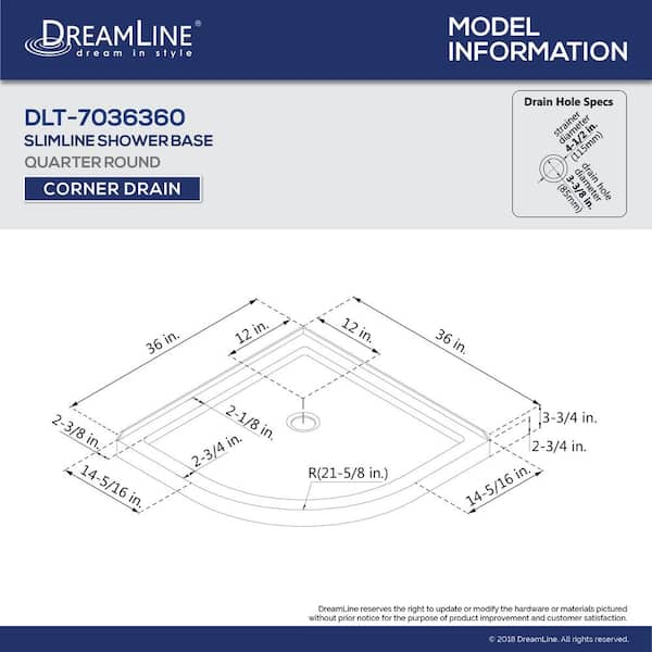 DreamLine DL-6702-01CL Prime 36 Sliding Shower Enclosure and Base Kit