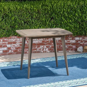 Toothpick Leg Design Square Acacia Wood Outdoor Dining Table with Water Resistant Finish for Deck, Patio, Backyard, Gray