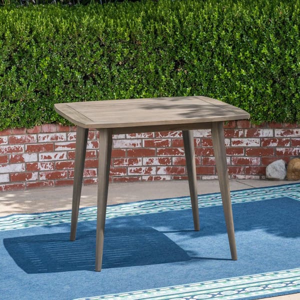Unbranded Toothpick Leg Design Square Acacia Wood Outdoor Dining Table with Water Resistant Finish for Deck, Patio, Backyard, Gray