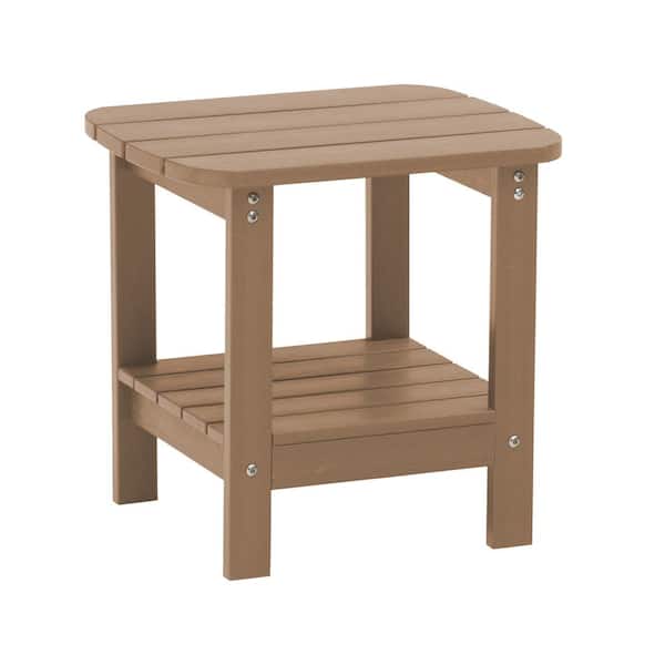 Mondawe Brown18.11 in. H Composite Patio Side Table 2-Tier Outdoor/Indoor Accent Table End Table