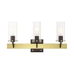 Zevni 21.5 in. 3-Light Brass Gold Bathroom Vanity Light, Hammer Glass ...