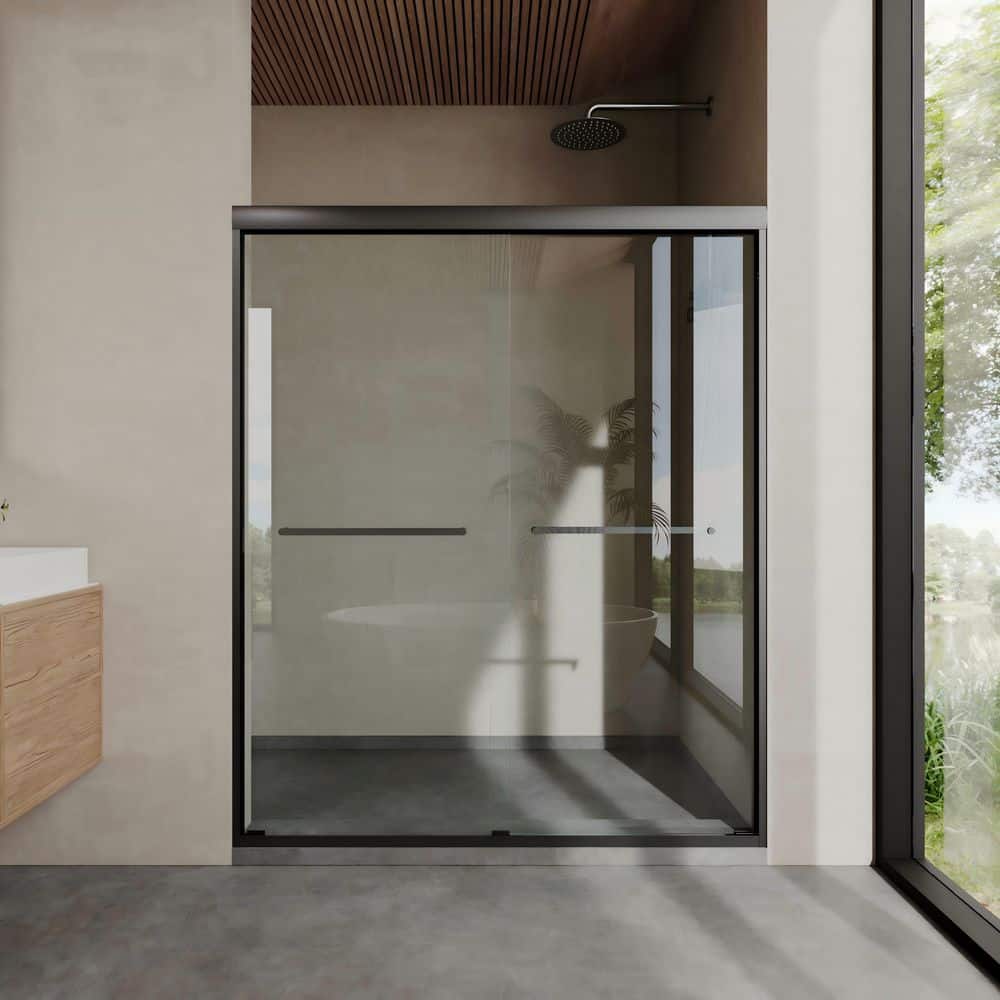 54 in. W x 72 in. H Sliding Framed Shower Door in Brushed Nickel Finish with 1/4 in. (6mm) Clear Tempered Glass, SGCC price history on PriceWatchPro