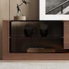 FUFU&GAGA Brown Wooden Grain TV Stand Entertainment Center Fits TV's up to 90 in, with 2-Open Shelf and 2-Drawer L-THD-520024-01