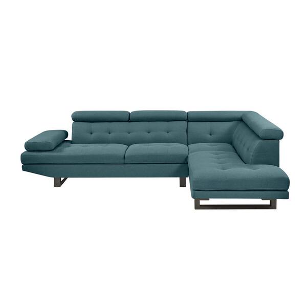 Handy Living Phoebe 2-Piece Caribbean Blue Linen-Like Fabric 4-Seat L-Shaped Right Facing Sectional