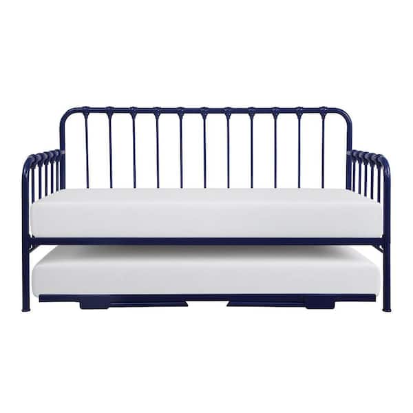 Ziva Navy Blue Twin Daybed with Lift Up Trundle and Folding Legs