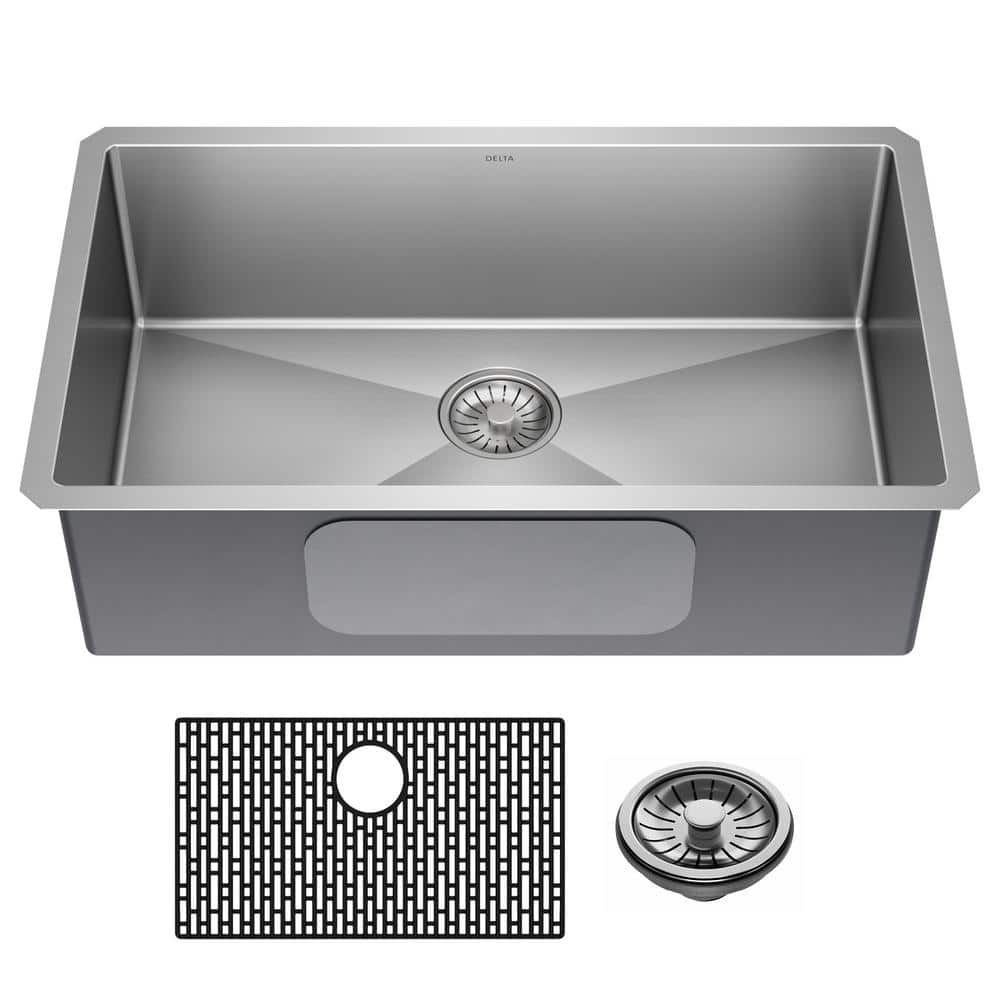 Delta Lenta 20 Gauge Stainless Steel 20 in. Single Bowl Undermount Kitchen  Sink with Accessories 952034 20S SS