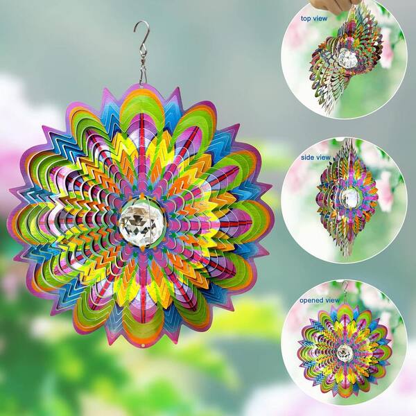 Wind Spinner with Crystal ball Bloosom 3D Stainless Steel