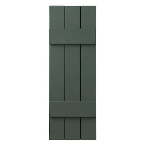 Ply Gem 11 in. x 43 in. Polypropylene Plastic 3-Board Closed Board and Batten Shutters Pair in Green