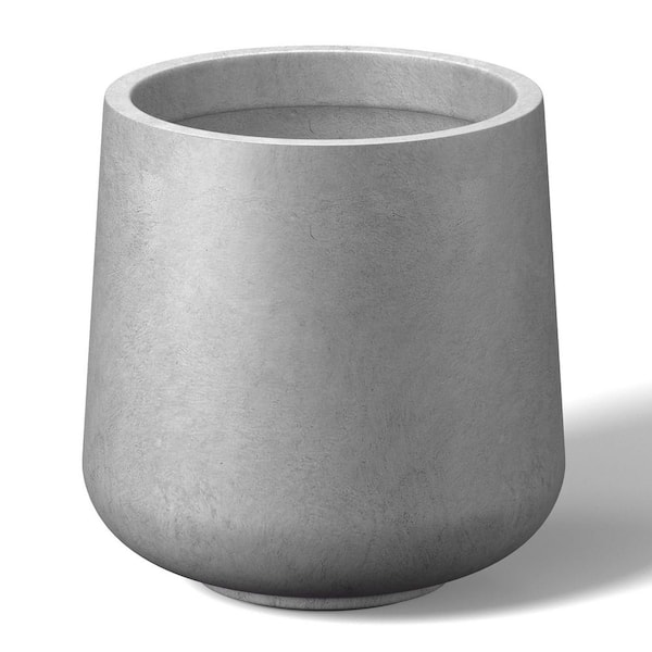 Morrava 17 in. Large Light Stone Gray (Enhanced Interior) Concrete Round Planter / Pot with Drainage Holes