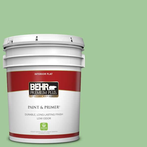 BEHR PREMIUM PLUS 5 gal. #M390-4 Gingko Flat Low Odor Interior Paint & Primer