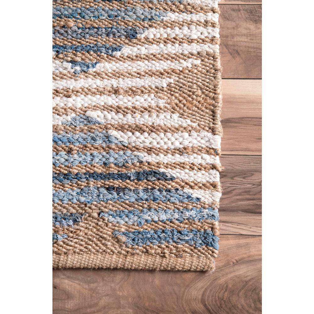 Handmade Off-White Cotton & Jute Braided 30" Runner Rug