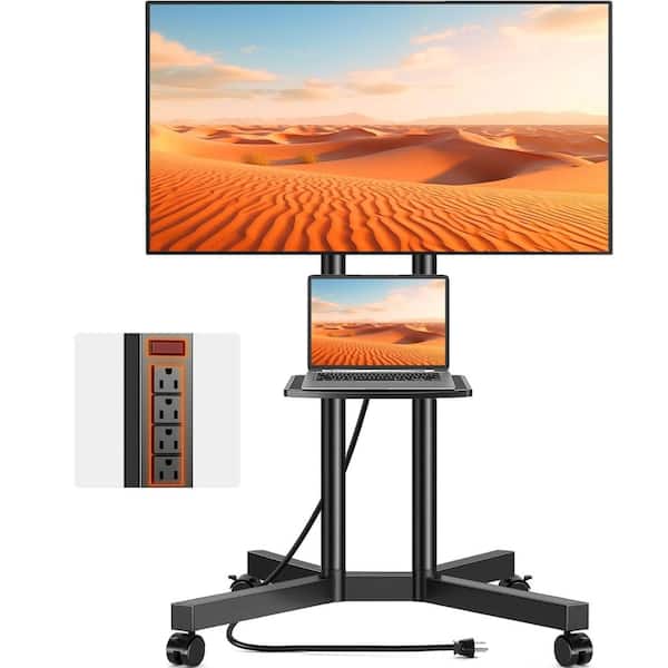 Rolling TV Stand with Power Outlet, Fits 32‑75 Inch TVs, 88 lbs Capacity