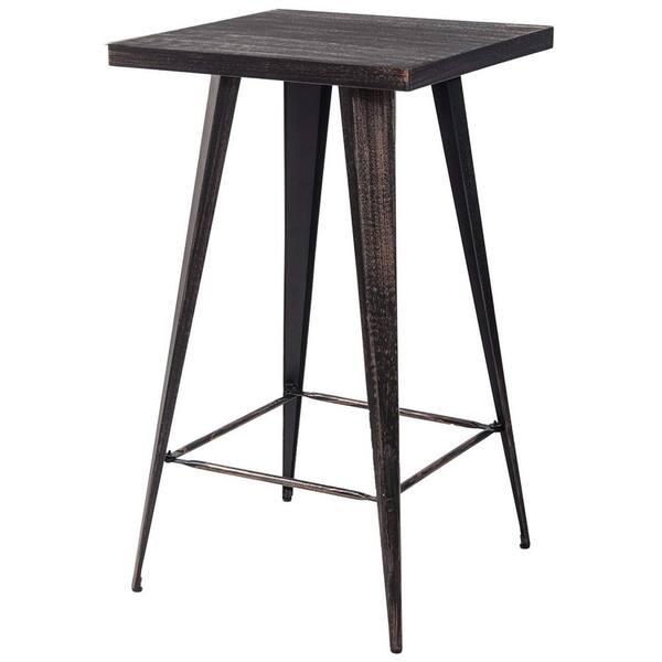 Merax Black 41.3 in. High Rectangular Distressed Metal Bar Table