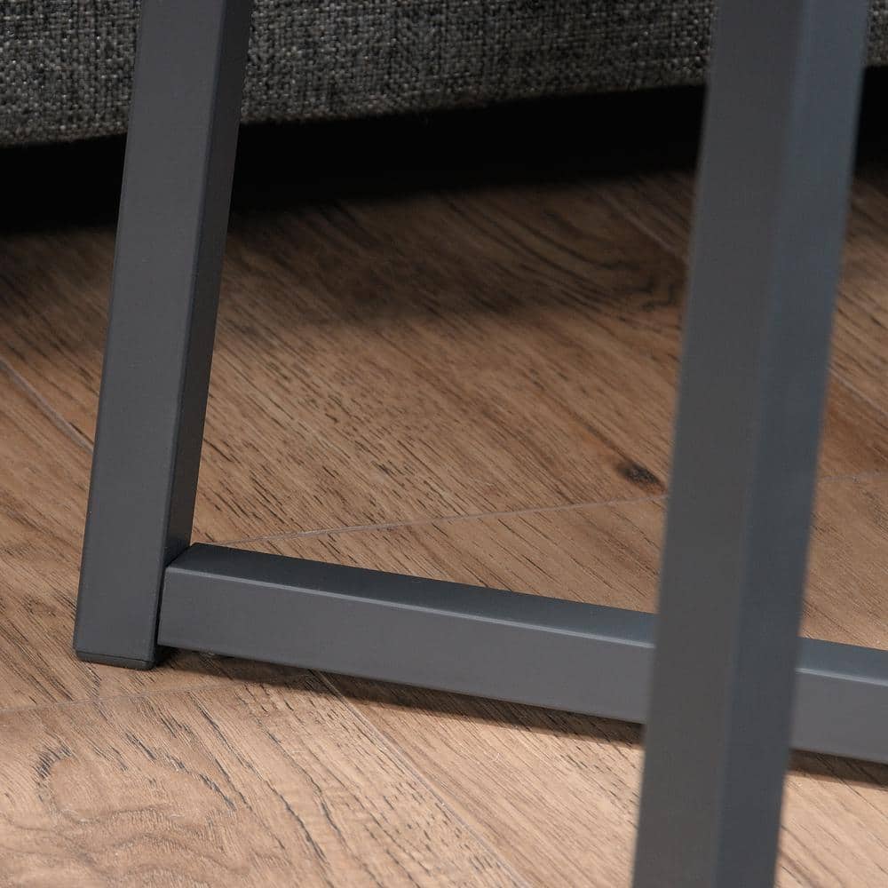 Grand Walnut & Metal Geometric Side Table