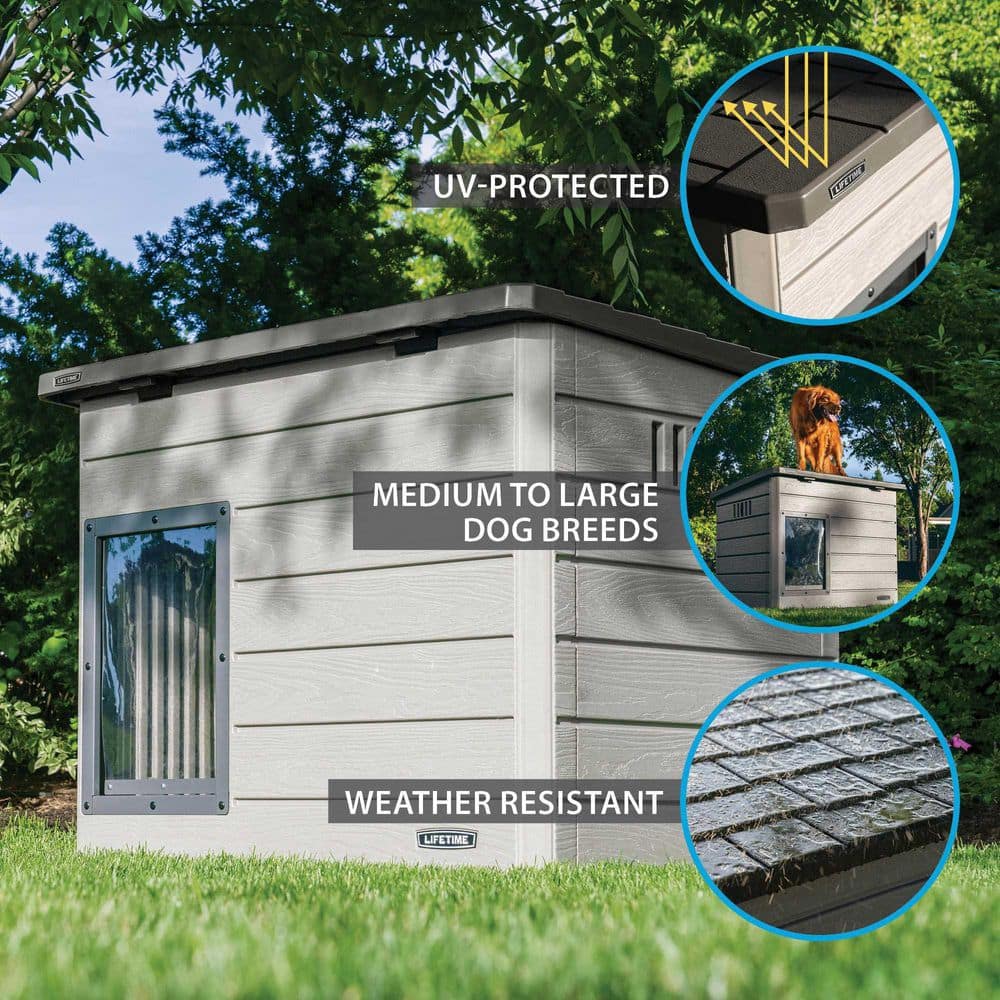 Lifetime Deluxe Beige and Gray HDPE Large Dog House