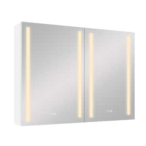 40 in. W x 30 in. H LED Rectangular Aluminum Medicine Cabinet with Mirror for Bathroom