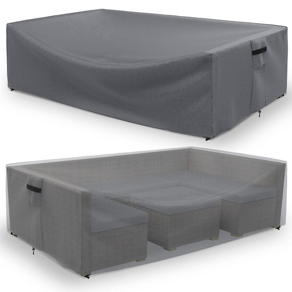 Unbranded Outdoor Garden Patio Furniture Cover, Dustproof And Waterproof 500D Oxford Cloth, 110 in. L x 84 in. W x 28 in. H, Grey