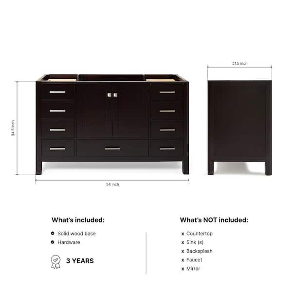 Cambridge 54 in. W x 21.5 in. D x 34.5 in. H Freestanding Bath Vanity Cabinet Only in Espresso