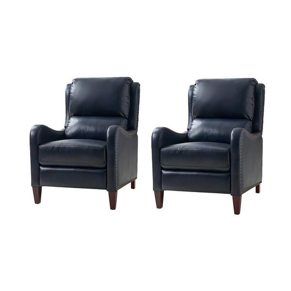 JAYDEN CREATION Hyde Navy Leather Standard (No Motion) Manual Recliner (Set of 2)