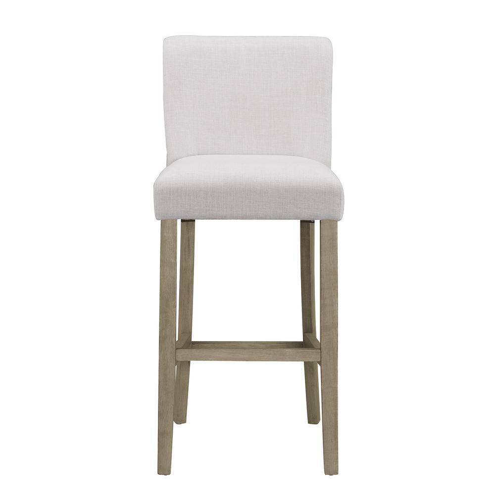 Beige Fabric Bar Stools with Nail Head Accents, Set of 2