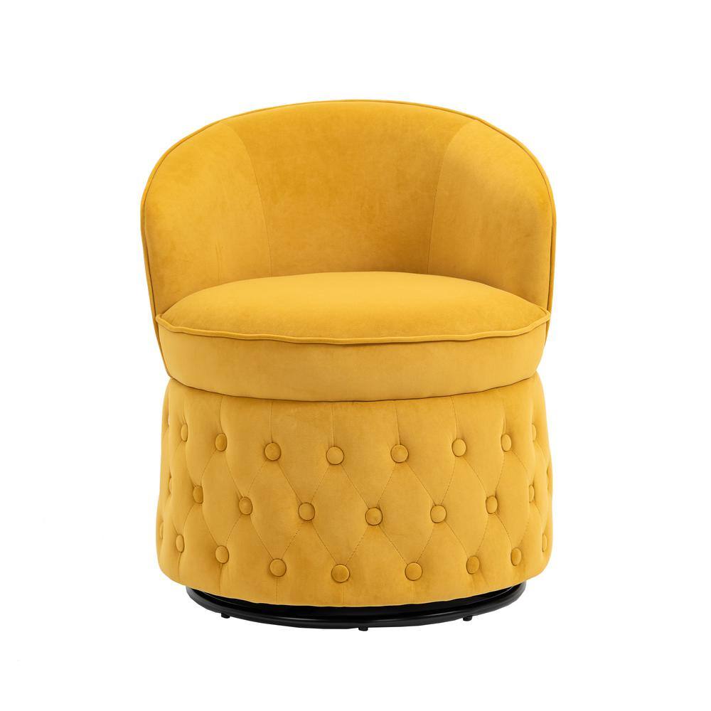 HOMEFUN Contemporary Musterd Yellow Velvet upholstered Swivel Barrel ...