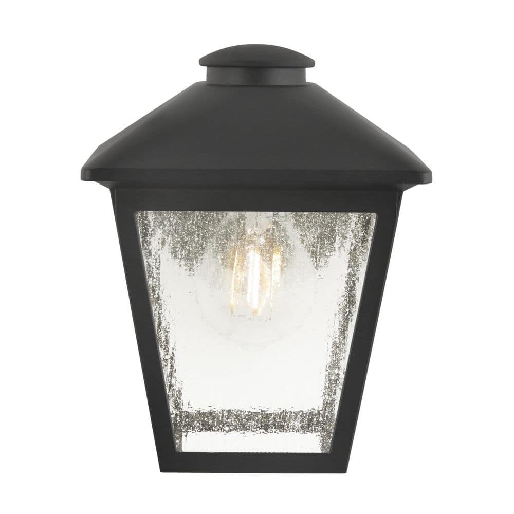 Malena 7.83 in. 1-Light Black Hardwired Outdoor Wall Light Lantern Sconce Light with Clear Seeded Glass price history on PriceWatchPro