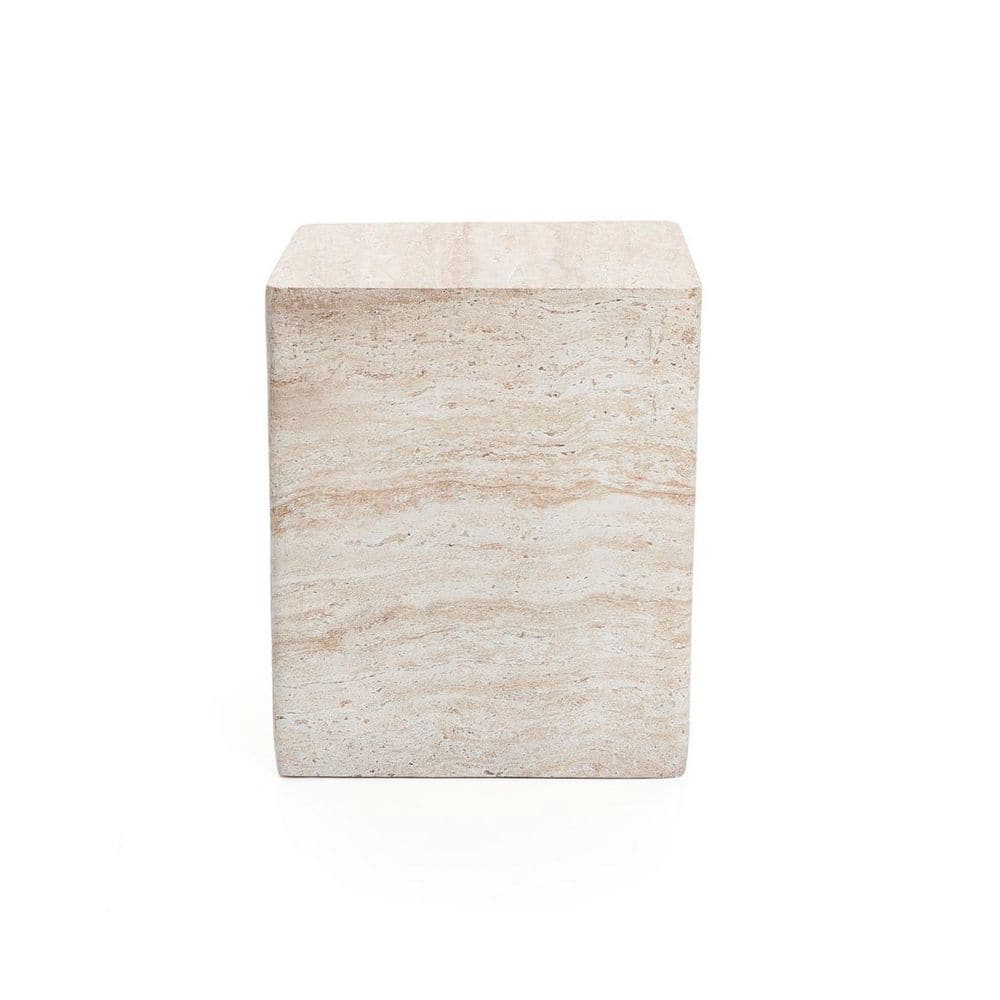 Travertine-Style Square MgO Side Table