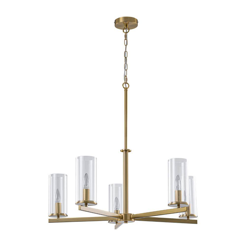 5-Light Modern Chandelier, Gold Pendant Light with Clear Glass Shades for Dining Room and Living Room price history on PriceWatchPro
