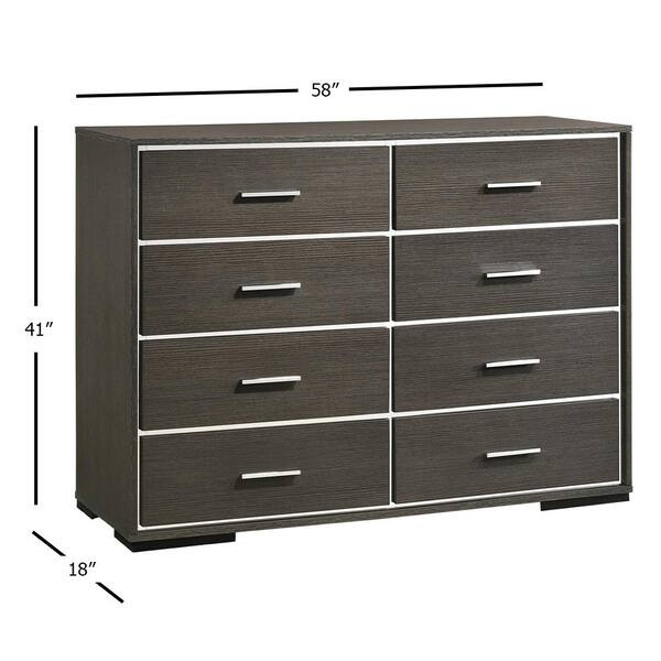 Acme Furniture Escher 8-Drawer Gray Oak 57 in. L x 17 in. W x 41 in. H  Dresser 27655 - The Home Depot