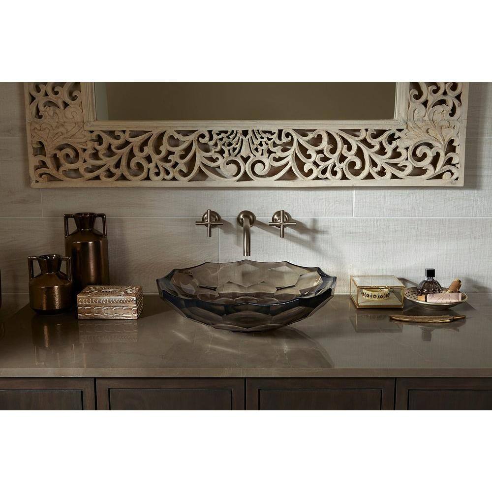Ice Glass Faceted Oval Above-Counter Vessel Sink